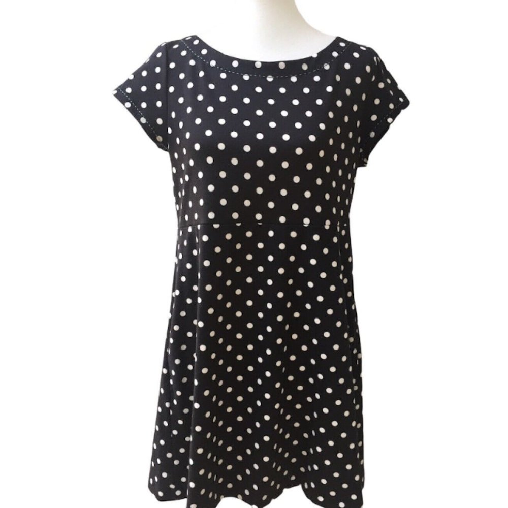 Anthropologie 9-H15 STCL Midi Dress Polka Dot Black Dress Sz Medium